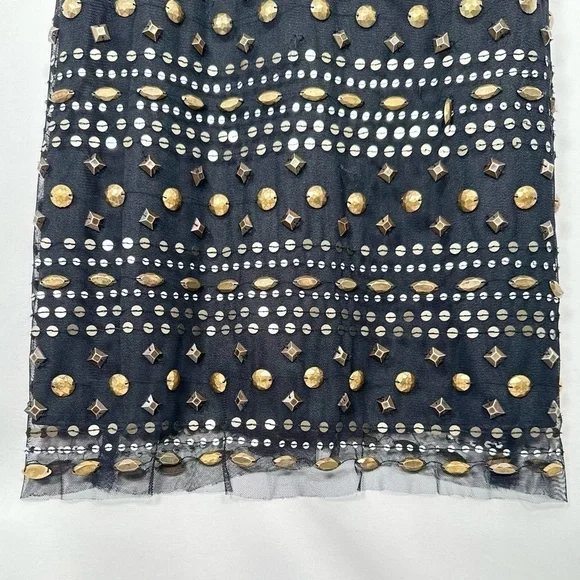 🅽🅴🆆 Badgley Mischka black mesh silver & gold sequin & beads dress, size 10 - Picture 11 of 17